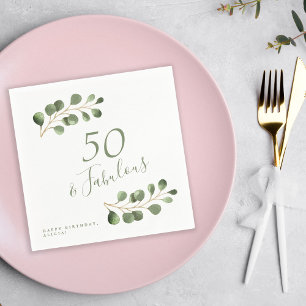 50e verjaardag naam gepersonaliseerd elegant  servet