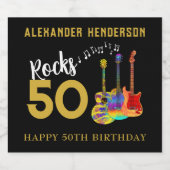 50e verjaardag Naam gitaren Muziek Rocks 50 Bier Etiket (Enkel label)
