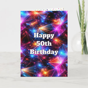 50e verjaardag Neon Polygoon Abstract Kaart