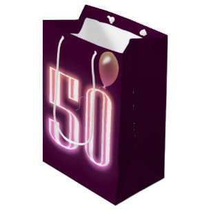 50e verjaardag Neon Sign. en ballon Medium Cadeauzakje