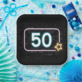 50e verjaardag Neon Sign On Brick Papieren Bordje (Feest)