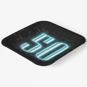 50e verjaardag Neon Sign op Brick Papieren Bordje (Gebogen)