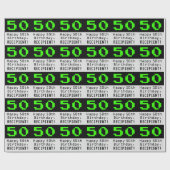 50e verjaardag - Nerdy / Geeky Style "50" en naam Cadeaupapier (Vlak)