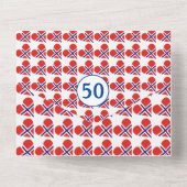 50e verjaardag Noorse hartvlag blauw All In One Uitnodiging (Achterkant)