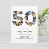 50e verjaardag nummer 50 Aangepaste foto-Collage Kaart (Staand voorkant)