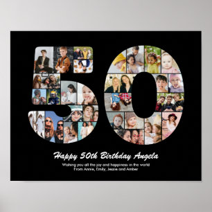 50e verjaardag Nummer 50 Foto Collage Cadeau Poster