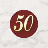 50e verjaardag of Jubileum Regal Gold en Red Confetti (Kleine voorkant)