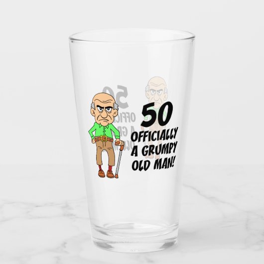 50e verjaardag Officieel nobel oud Man Glas (Voorkant)
