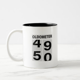 50e verjaardag Oldometer Tweekleurige Koffiemok