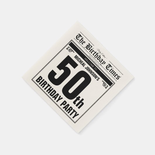 50e Verjaardag Oude Krant  Funny Custom Servet (Hoek)