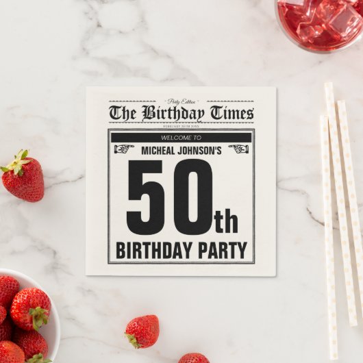 50e Verjaardag Oude Krant  Funny Custom Servet (Insitu)