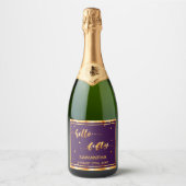50e verjaardag paars goud hallo 50 naammanuscript sparkling wijnetiket (Voorkant)