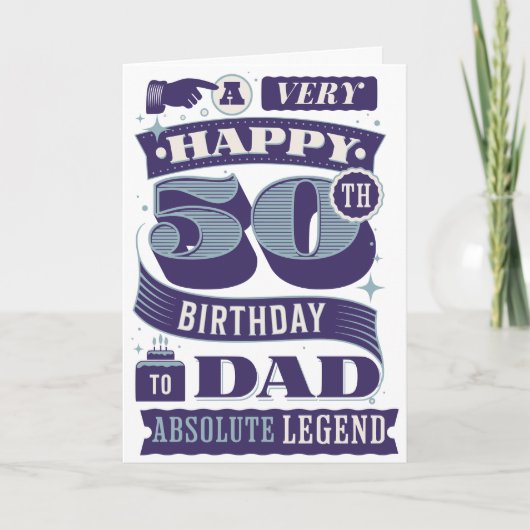 50e verjaardag Pap Retro Hipster Typografie Legend Kaart (Voorkant)