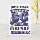 50e verjaardag Pap Retro Hipster Typografie Legend Kaart (Gele Bloem)