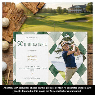 50e verjaardag Par-Tee waterverf argyle golf groen Kaart