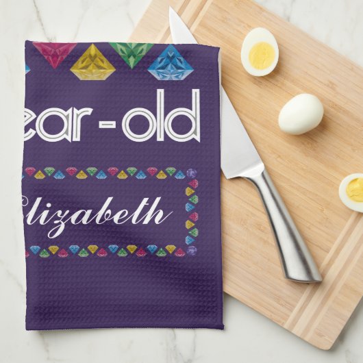 50e verjaardag Pareltjes Paars met de meest verblu Theedoek (Quarter Fold)