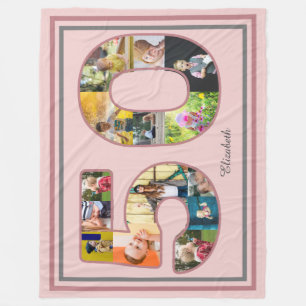 50e verjaardag Party Fotocollage Dusty Blush Roze Fleece Deken