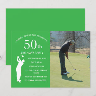 50e Verjaardag Party Golfer Green Par Golf Foto Kaart
