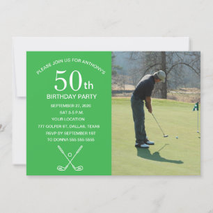 50e Verjaardag Party Golfer Green Par Golf Foto Kaart