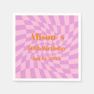 50e Verjaardag Party Retro Check Papier servet