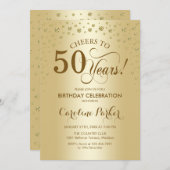 50e verjaardag Party uitnodiging - Goud (Voorkant / Achterkant)