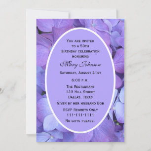 50e verjaardag Party uitnodiging Hydrangea