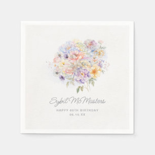 50e Verjaardag Party Waterverf Bloemen Custom Servet