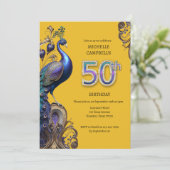 50e verjaardag, pauw kaart (Staand voorkant)