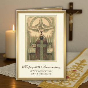 50e verjaardag Priesterwijding Priester bij Altaar Kaart