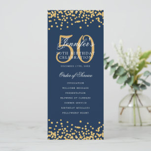 50e verjaardag programma menu Dank U Gold Navy Blu
