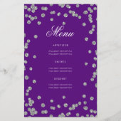 50e verjaardag Programma Silver Glitter Menu Paars (Achterkant)