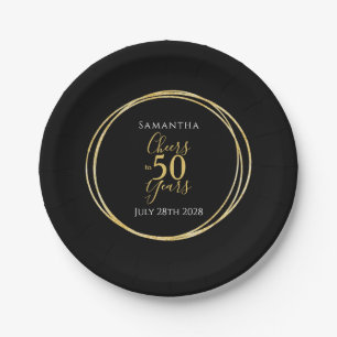 50e verjaardag Proost 50 jaar Black Gold Party Papieren Bordje