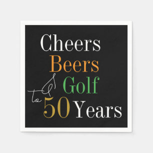 50e verjaardag Proost en Beers Golf Zwart en Goud Servet