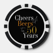 50e verjaardag Proost en bier Black Gold Party Poker Chips (Voorkant)