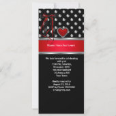 50e verjaardag Red Heart Black Silver Long Kaart (Achterkant)