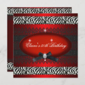 50e verjaardag Red White Black Zebra Kaart (Voorkant / Achterkant)