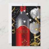 50e verjaardag Red Wine Black Gold Silver Kaart (Voorkant)