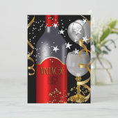 50e verjaardag Red Wine Black Gold Silver Kaart (Staand voorkant)