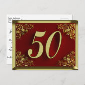 50e verjaardag Regal Gold Red uitnodiging (Voorkant / Achterkant)