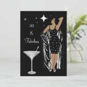 50e verjaardag Retro Diva deco Black White Kaart (Staand voorkant)