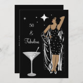 50e verjaardag Retro Diva deco Black White Kaart (Voorkant / Achterkant)