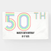 50e Verjaardag Retro  Regenboog Cijfers Spandoek (Horizontaal)