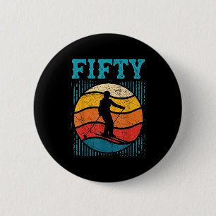 50e verjaardag Retro Ski 50 jaar oude Mannen Wom Ronde Button 5,7 Cm