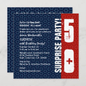 50e verjaardag Rode blauwe sterren Kaart (Voorkant / Achterkant)