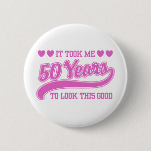 50e verjaardag ronde button 5,7 cm