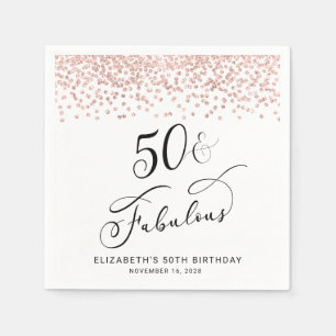 50e verjaardag Roos Gold Glitter Servet