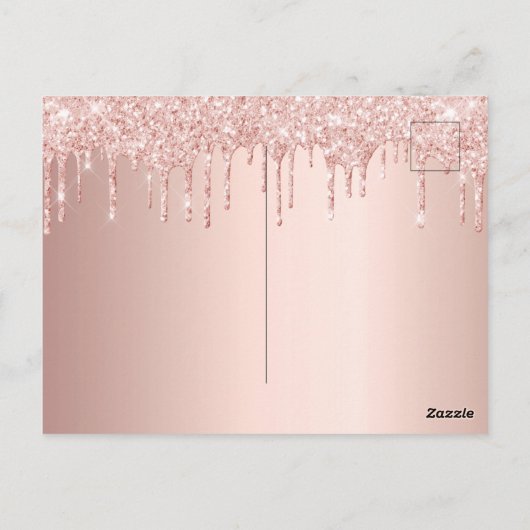 50e verjaardag roos goud glitter behalve datum briefkaart (Achterkant)