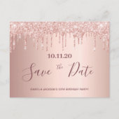 50e verjaardag roos goud glitter behalve datum briefkaart (Voorkant)