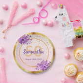 50e verjaardag roos gouden floraals naam papieren bordje (Feest)