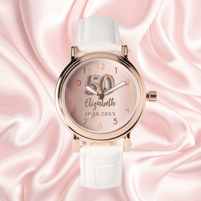 50e verjaardag roos gouden naam horloge (Creator heeft geüpload)